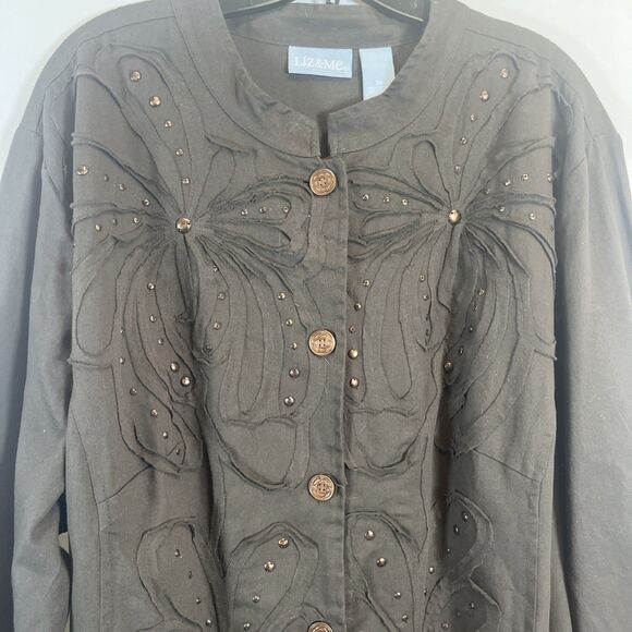 Liz & Me Embellished Lightweight Jacket Women’s 3X Artsy Boho Shacket - Picture 2 of 6